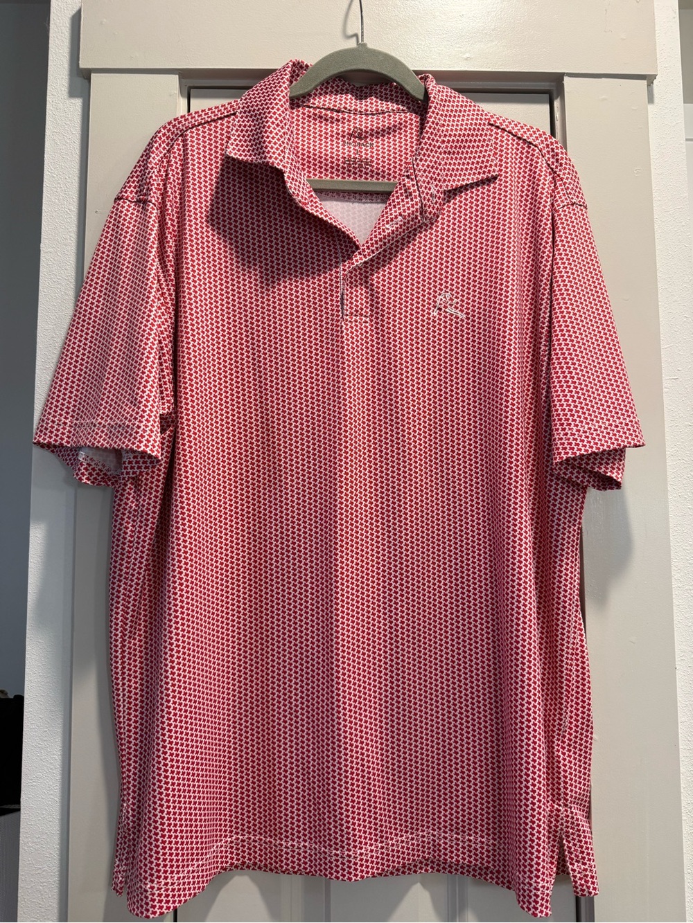 Men's Red Texas-Print Short Sleeve Polo Shirt (RHOBACK)